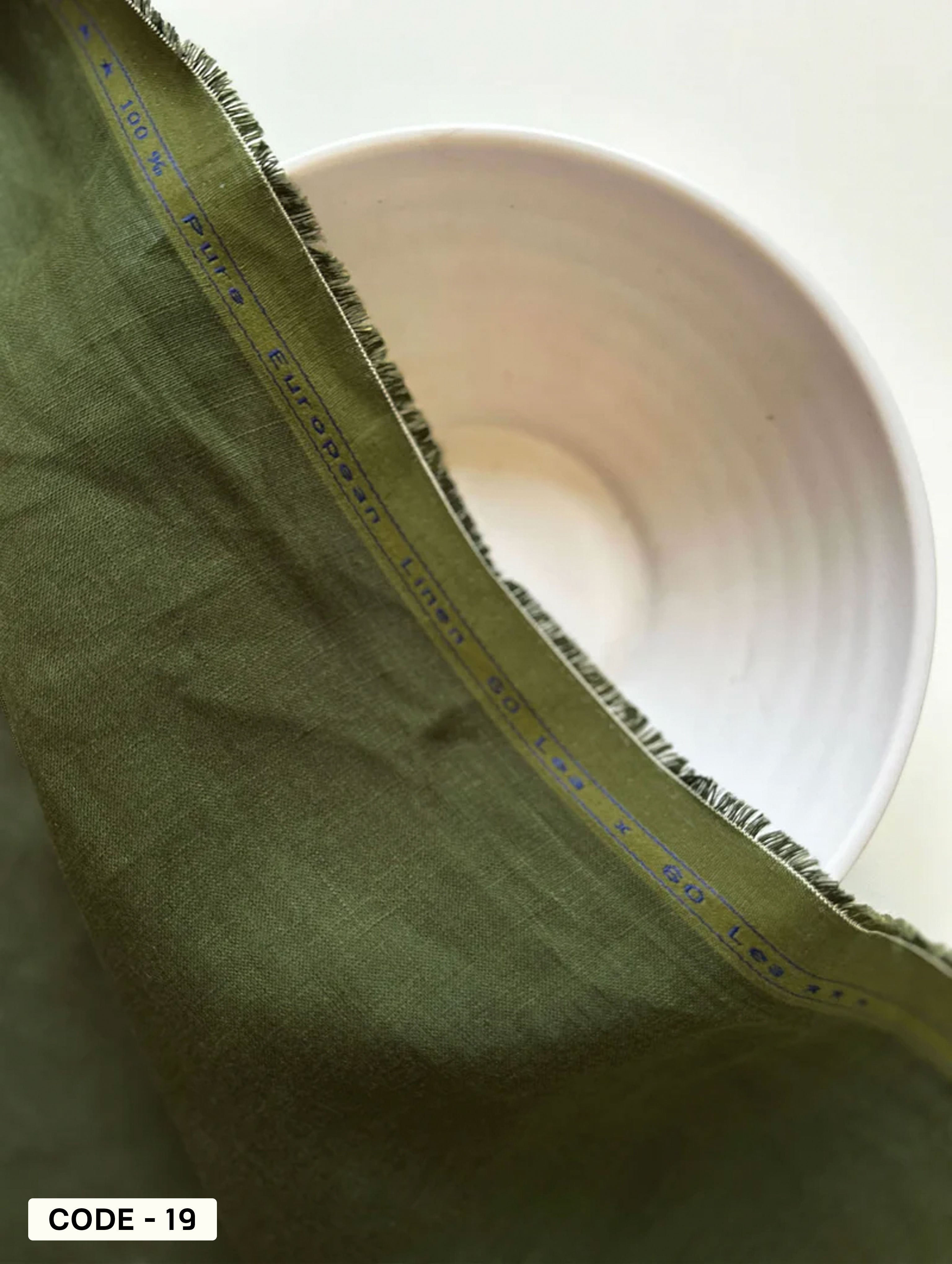 Dark Green Dyed 60 Lea Pure Linen Mill Dyed Fabric 58"