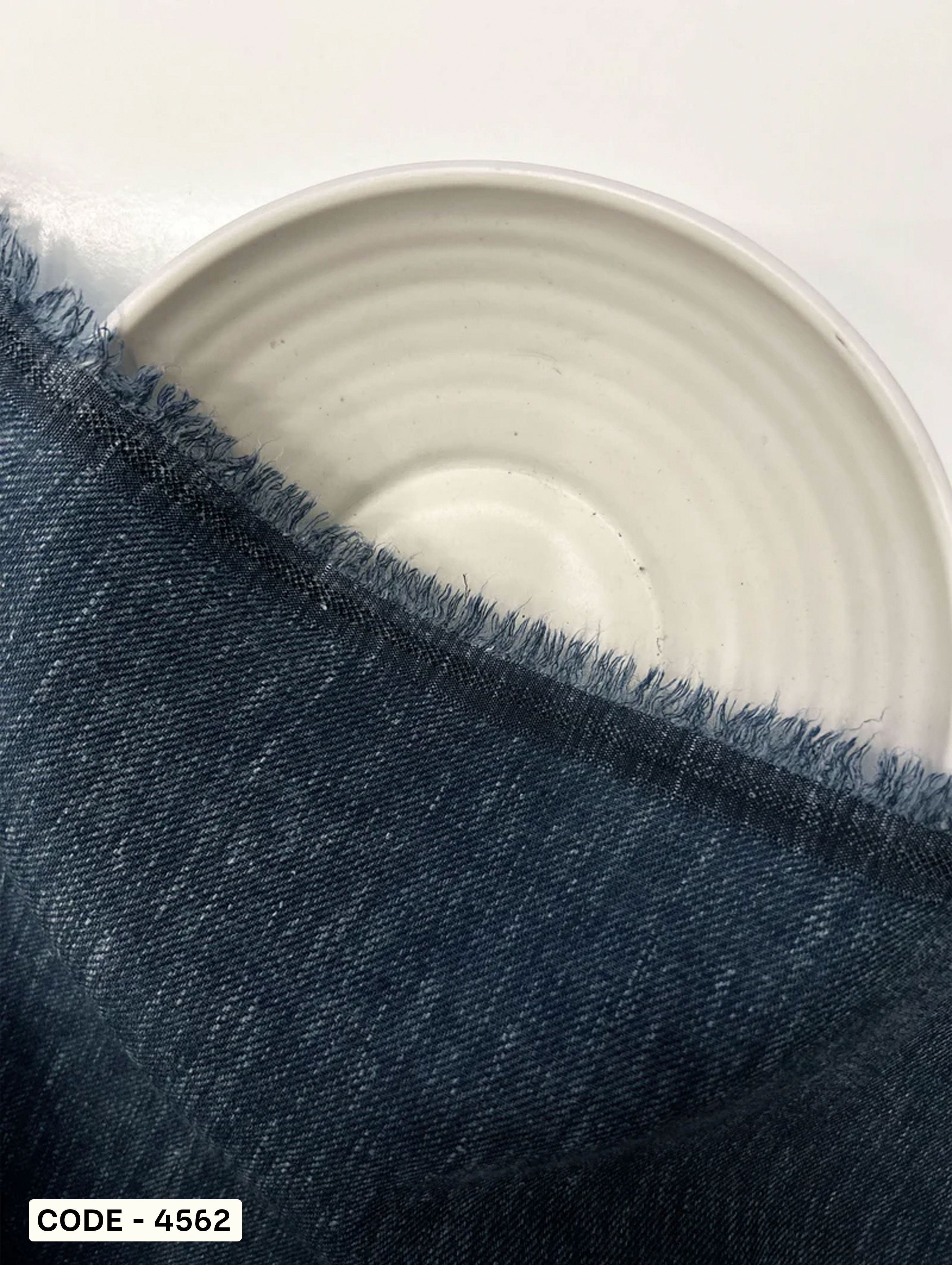 Blue Blended Cotton Slub Yarn Dyed Twill Denim Fabric 58"