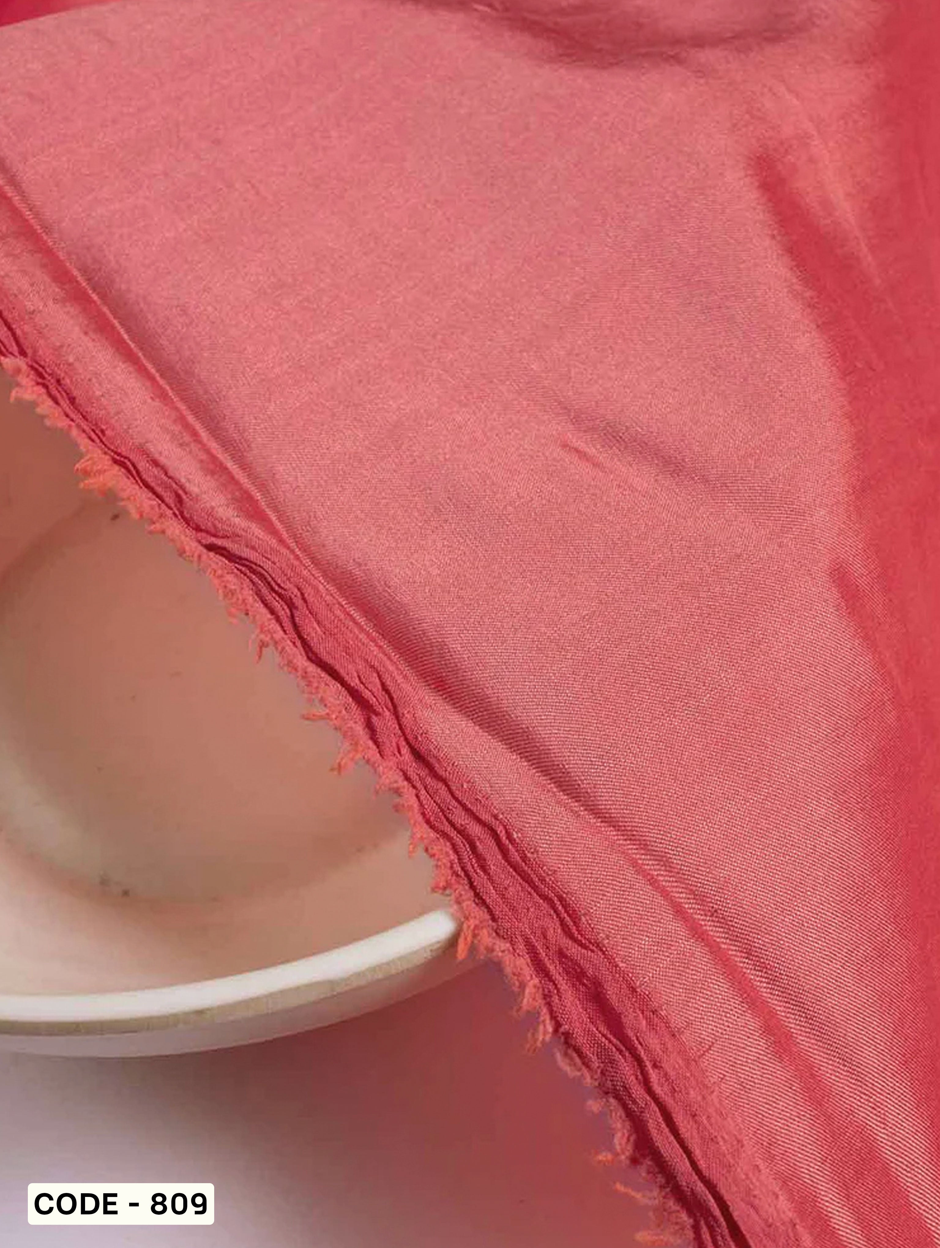Salmon Poly Tussar Silk Mill Dyed Fabric - 6.5 kg