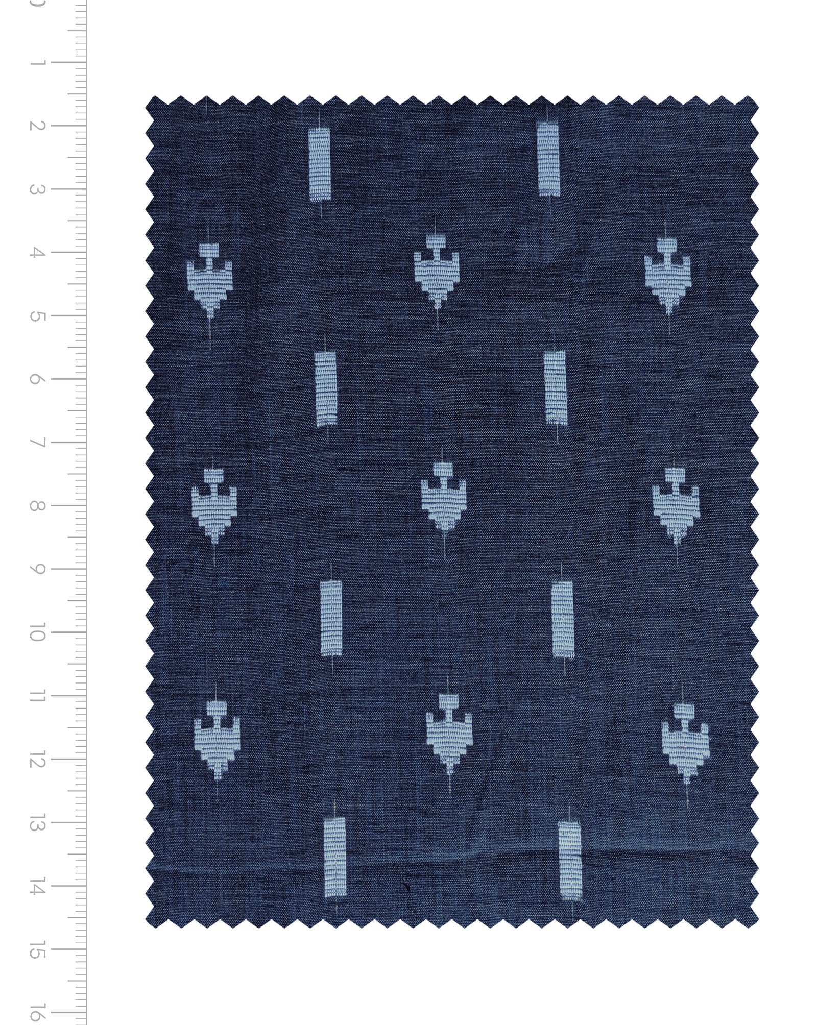 Blue Geometric Blended Cotton Jacquard Yarn Dyed Fabric
